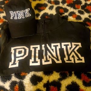 VS PINK HAT AND SWEATSHIRT SIZE SMALL